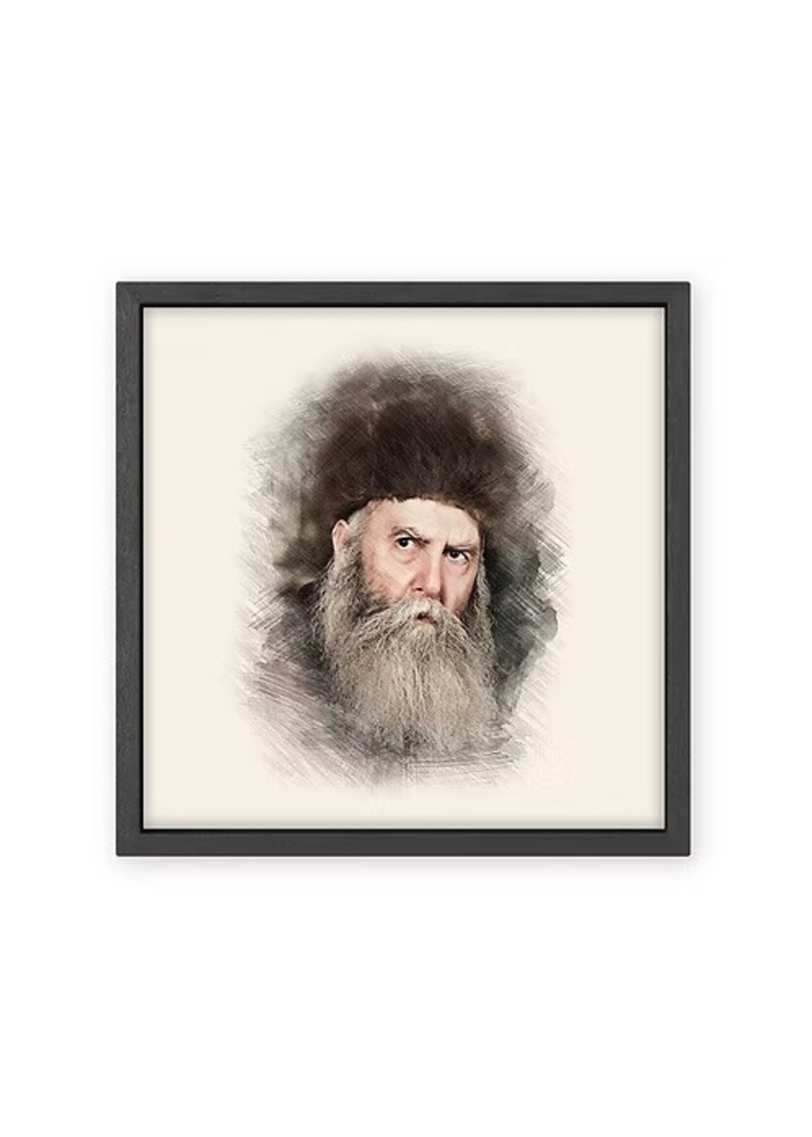 RABBI YOSEF YITZCHAK SCHNEERSOHN COLOR PORTRAIT IN BLACK FRAME  8" X 8"