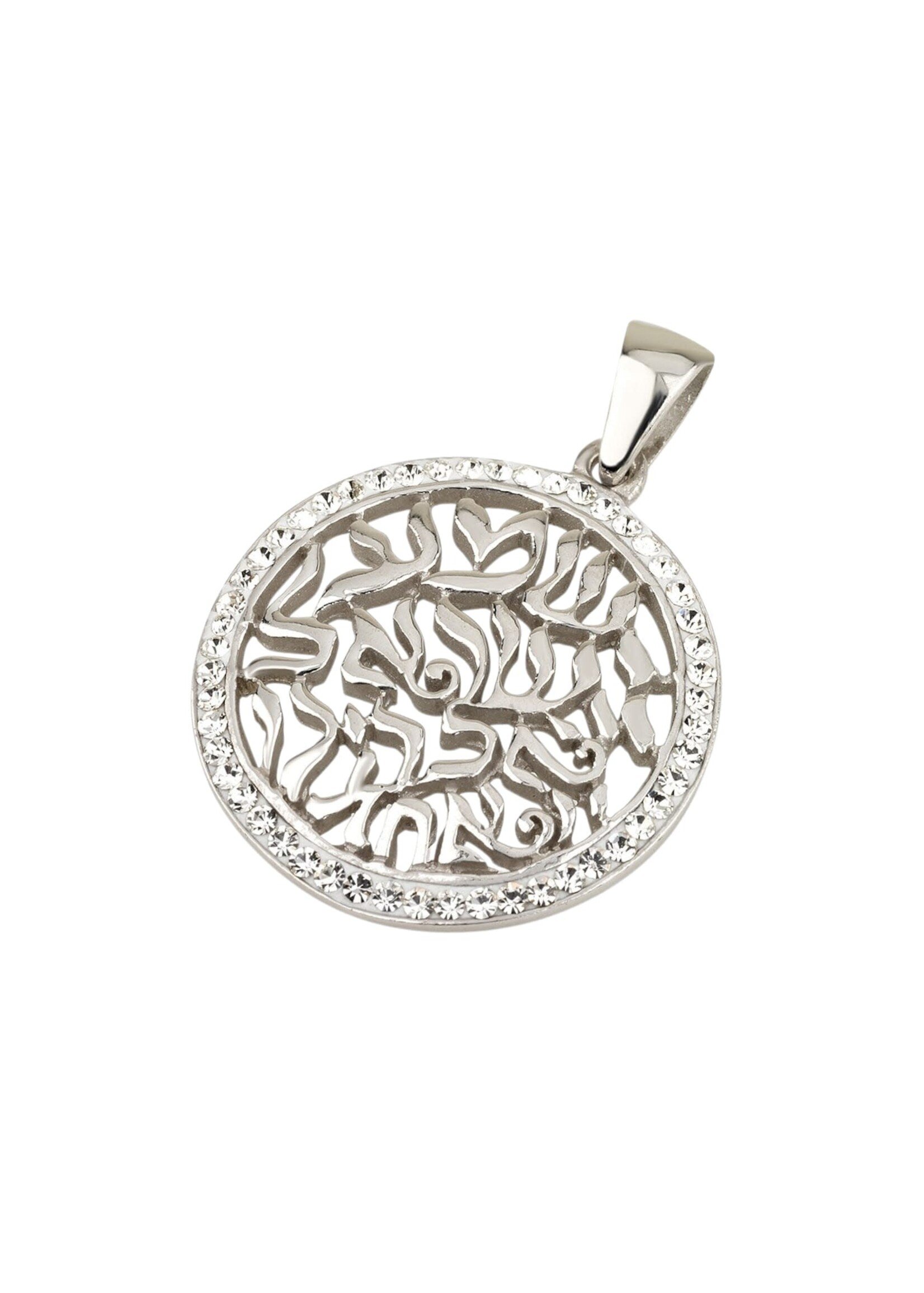 NECKLACE CIRCLE SHEMA WHITE GEMSTONES BORDER