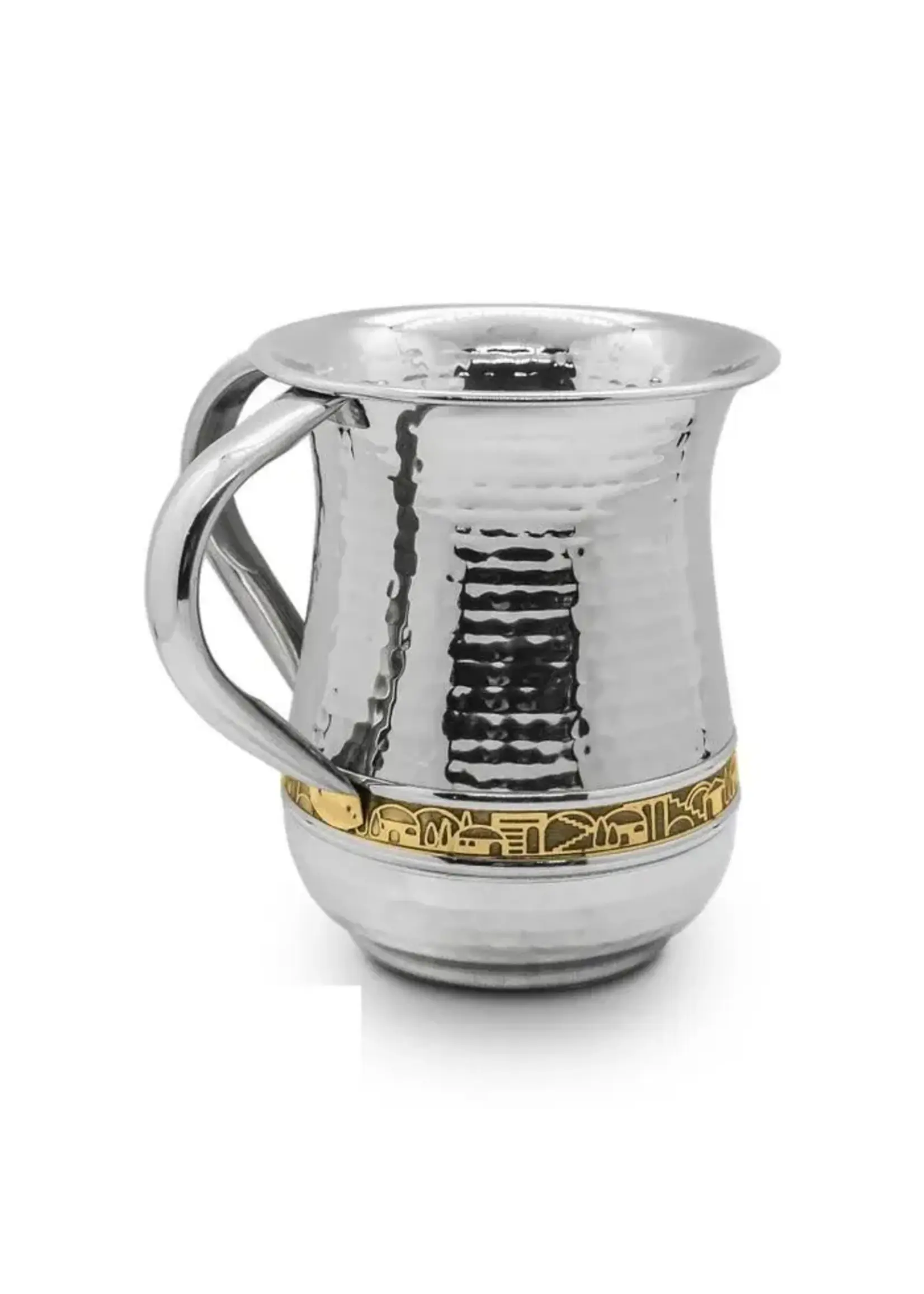 WASH CUP HAMMERED GOLD JERUSALEM NARROW STRIP