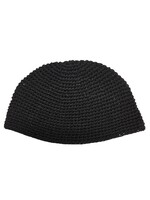 KIPPAH BLACK HANDMADE LARGE KNIT FRIK 24 CM