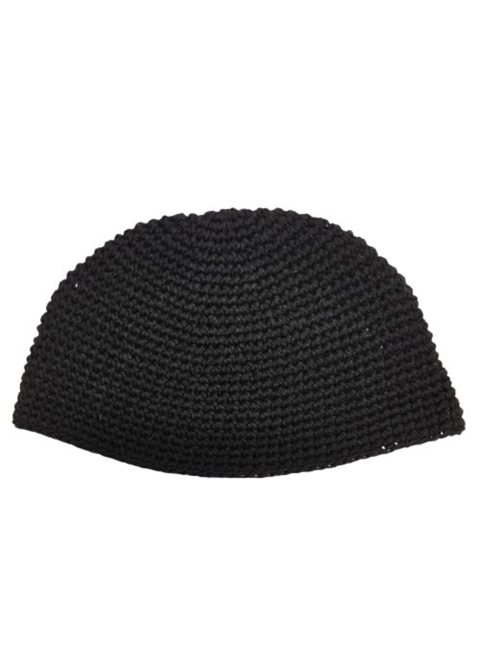 KIPPAH BLACK HANDMADE LARGE KNIT FRIK 24 CM