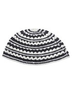 KIPPAH GREY & WHITE HANDMADE LARGE KNIT FRIK 22 CM