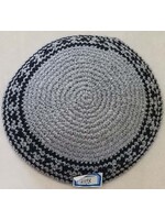 KIPPAH CROCHET GREY & BLACK  20 CM