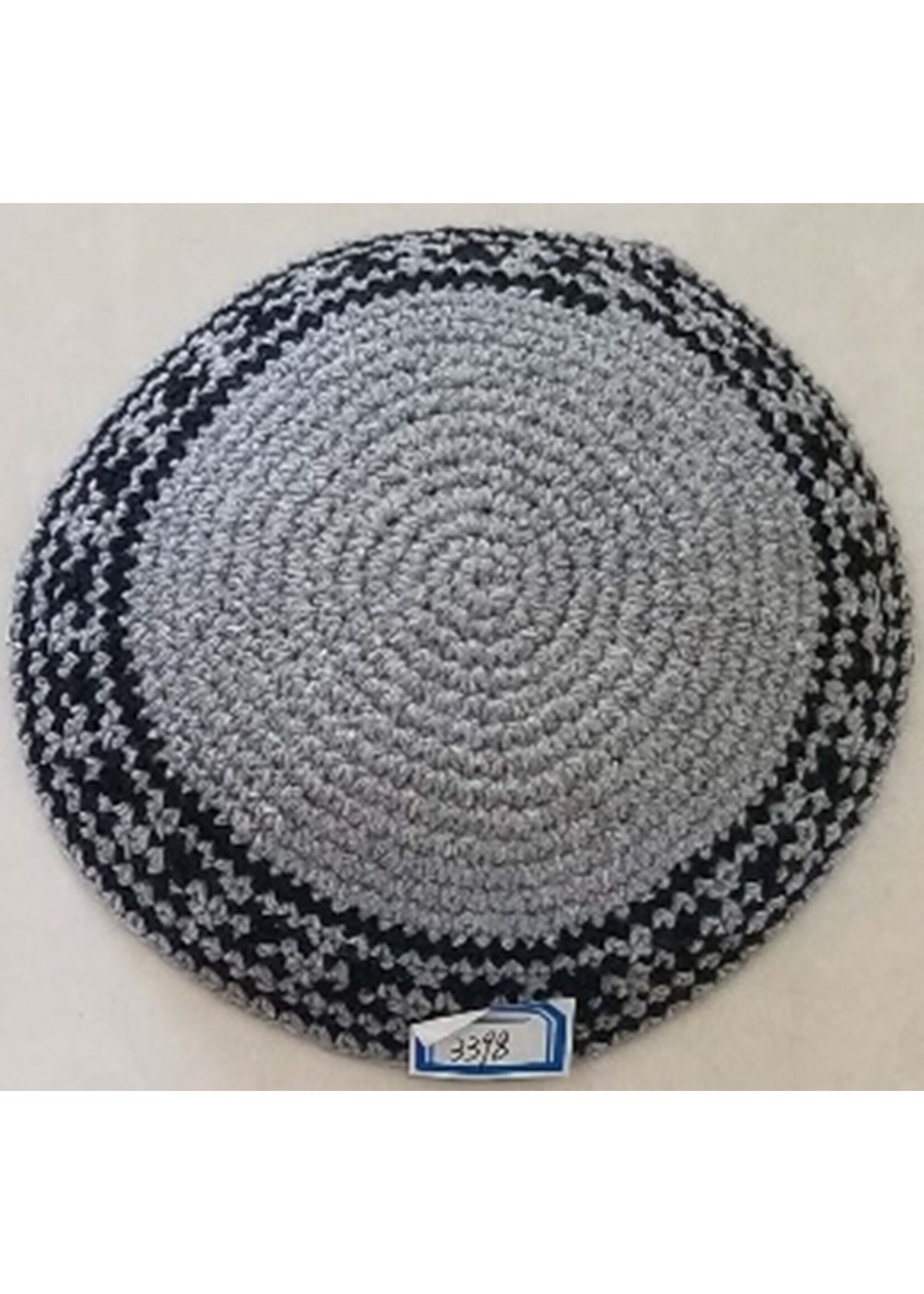 KIPPAH CROCHET GREY & BLACK  20 CM