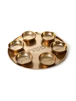 SEDER PLATE ALUMINUM RUSTIC GOLD 15"