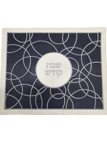 CHALLAH COVER BLACK ALLIGATOR FAUX LEATHER WHITE CIRCLE EMBROIDERY