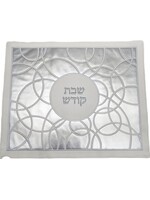 CHALLAH COVER SILVER FAUX LEATHER CIRCLE EMBROIDERY