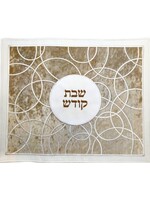 CHALLAH COVER GOLD VELVET FAUX LEATHER CIRCLE EMBROIDERY
