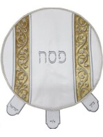 MATZAH COVER  GOLD FLORAL ON VELVET  FAUX LEATHER