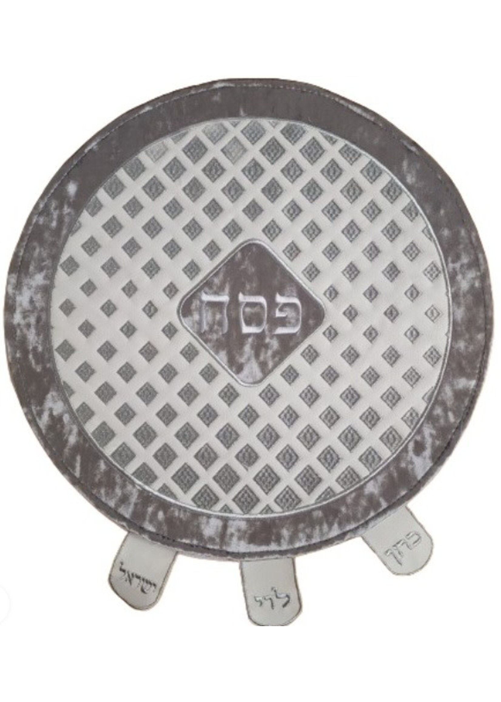 MATZAH COVER DIAMOND EMBROIDERY CREAM VELVET FAUX LEATHER