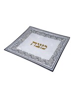 MATZAH TRAY GLASS BLUE ORIENTAL BORDER
