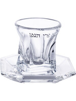 KIDDUSH CUP CRYSTAL SQUARE BASE STEMLESS SILVER "BOREI PRI HAGEFEN"