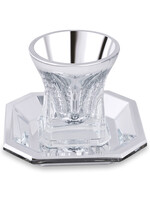 KIDDUSH CUP SILVER CRYSTAL SQUARE BASE BIBLE RIVERS STEMLESS