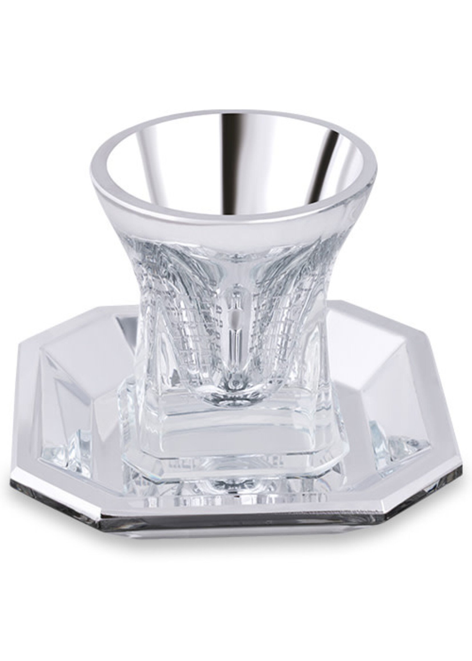 KIDDUSH CUP SILVER CRYSTAL SQUARE BASE BIBLE RIVERS STEMLESS