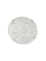 SEDER PLATE WHITE ACRYLIC GOLD LEGS