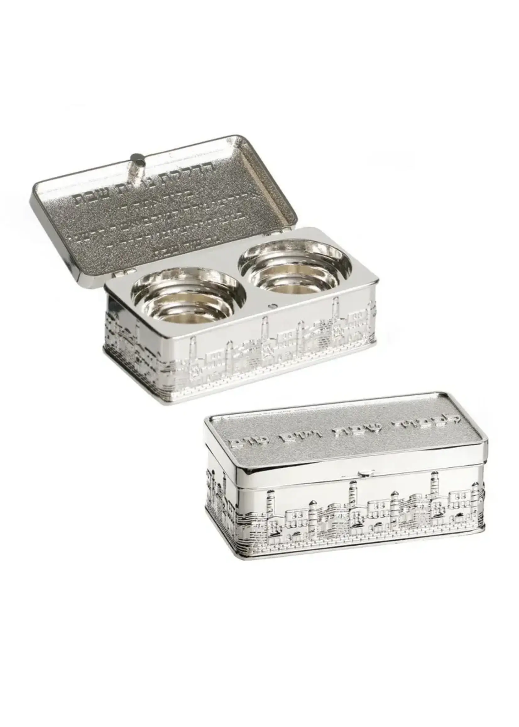 TRAVEL CANDEL HOLDER SILVER PLATE JERUSALEM
