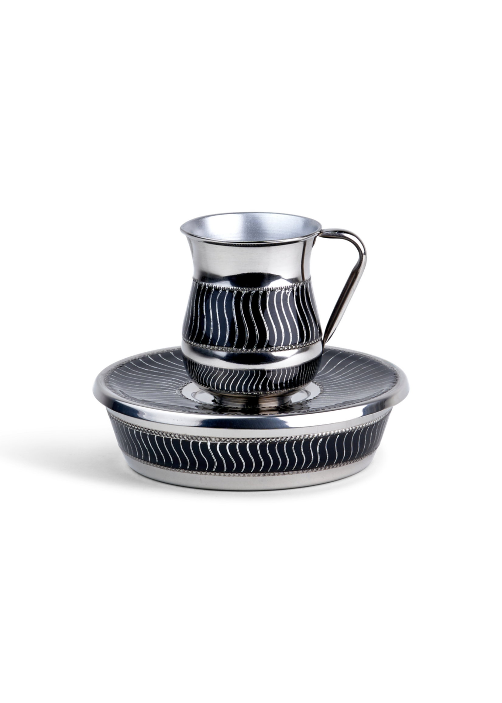 MAYIM ACHRONIM SILVER WAVES BLACK ENAMEL