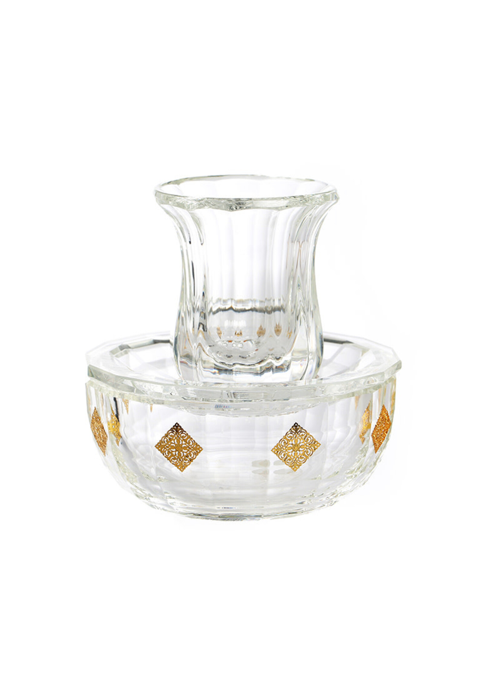 MAYIM ACHARONIM CRYSTAL  WITH LASER CUT GOLD DECALS