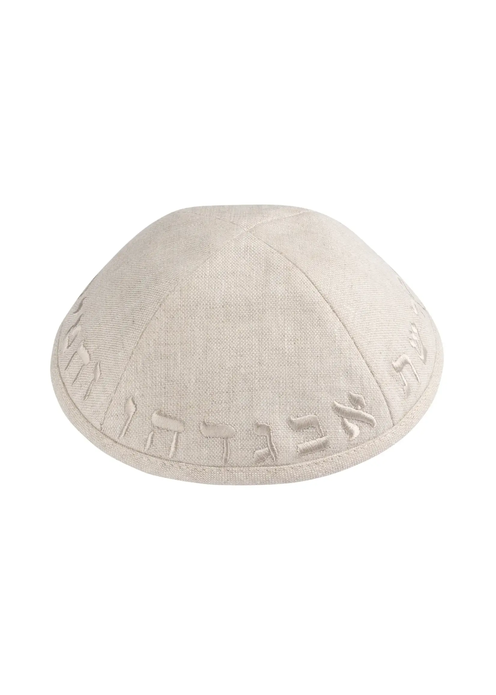 KIPPAH LINEN TAN WITH ALEPH BAIS
