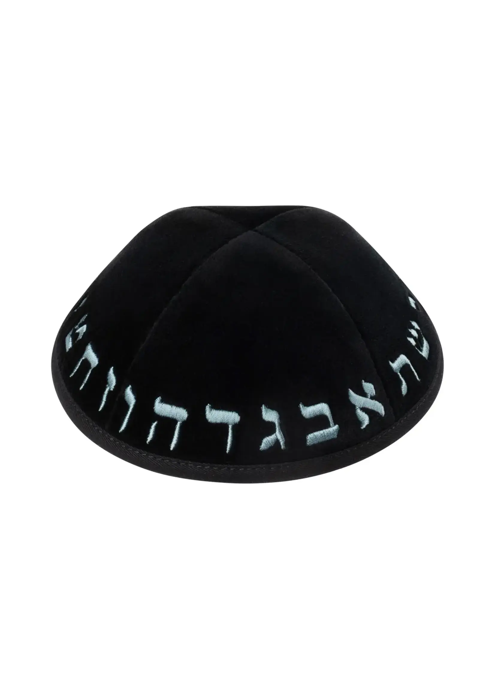 IKIPPAH BLACK VELVET WITH TEAL ALEPH BAIS