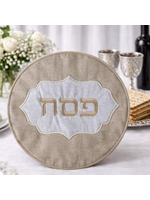 MATZAH COVER BROWN & WHITE LINEN