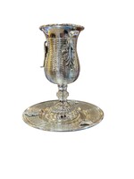 KIDDUSH CUP STEM  SET ACANTHUS LEAF SILVER DIP