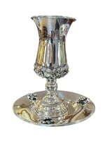 KIDDUSH CUP STEM SET  BUNCHES OF GRAPE SILVER DIP