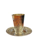 KIDDUSH CUP SET FLOURASHES SILVER DIP