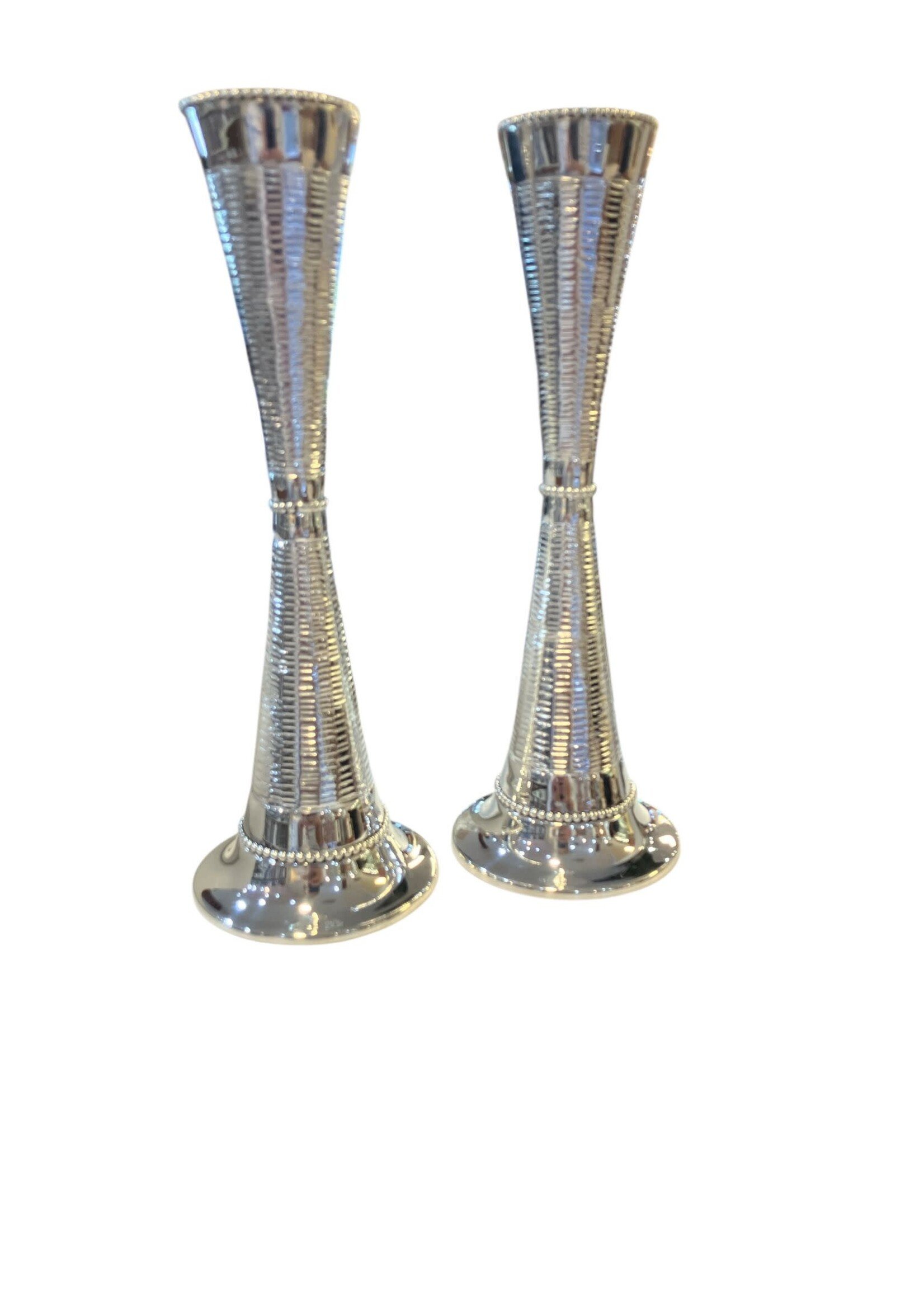 CANDLESTICKS CONE RIKOA MEDIUM SILVER DIP 10"