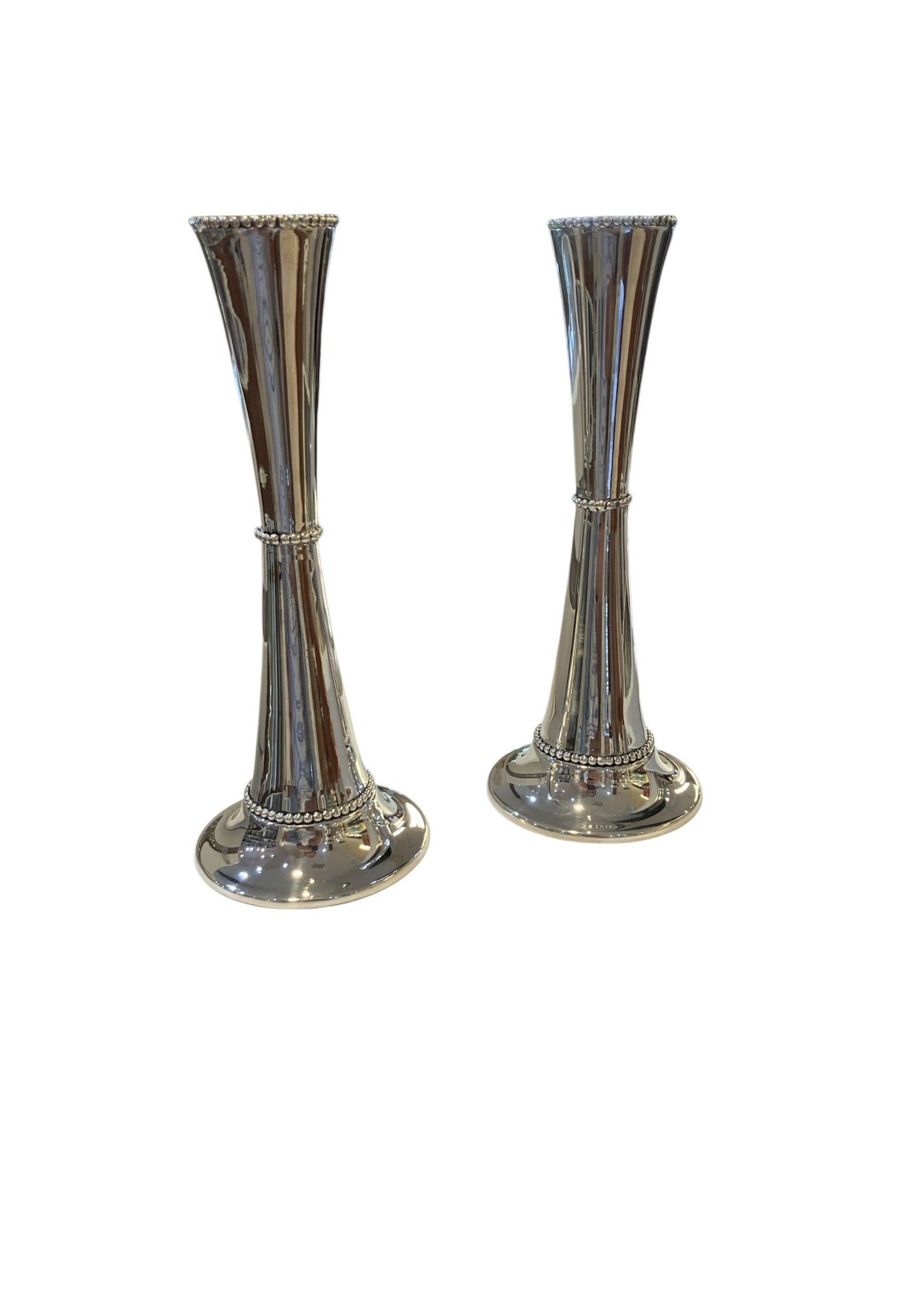 CANDLESTICKS CONE KADURIM SMALL SILVER DIP 8"