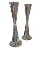 CANDLESTICKS CONE PATISH HAMMERED MEDIUM SILVER DIP 10"