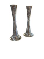 CANDLESTICKS CONE PATISH HAMMERED SMALL SILVER DIP 8"