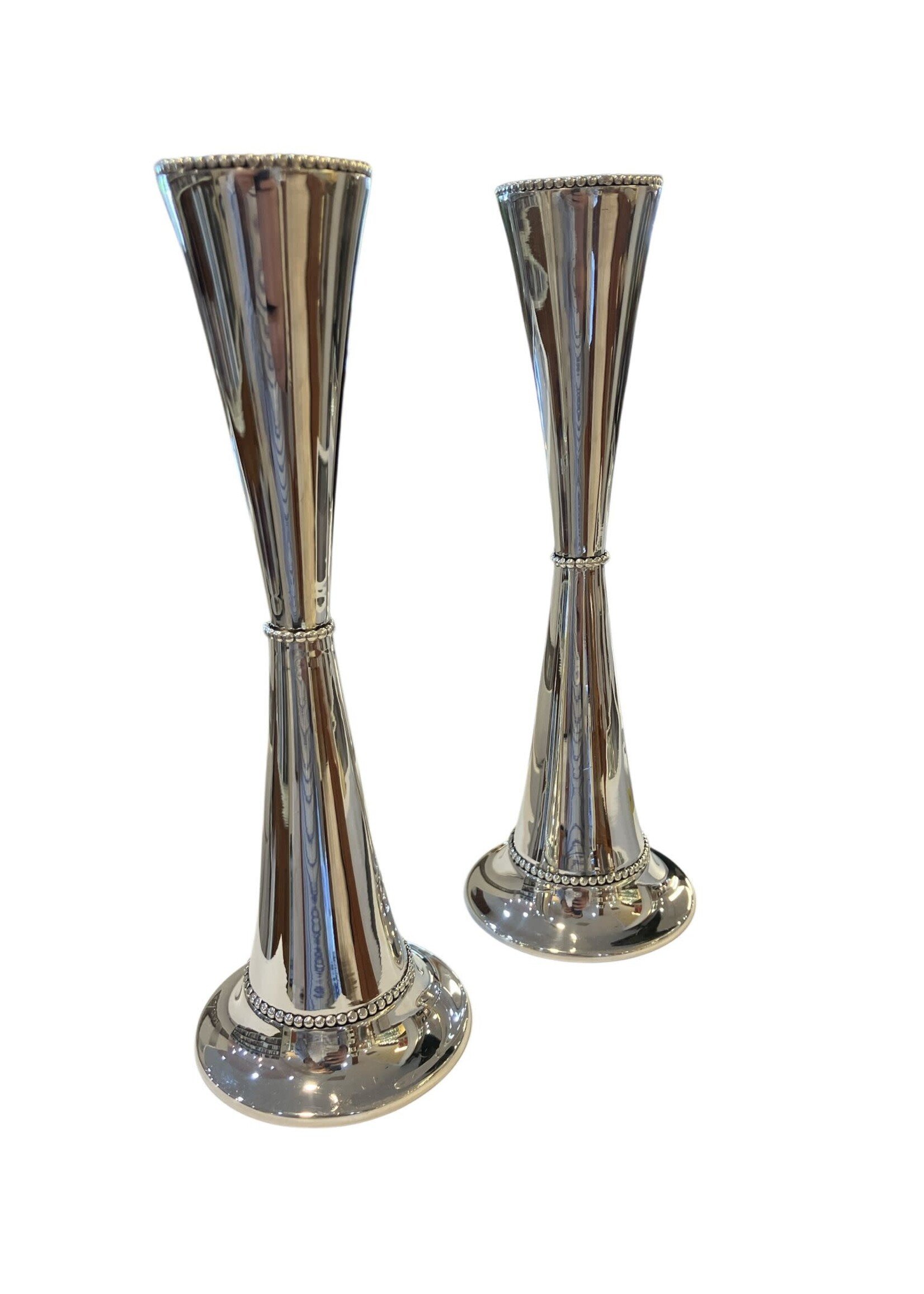 CANDLESTICKS CONE HALAK MEDIUM SILVER DIP 10"