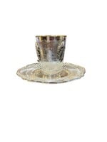 KIDDUSH CUP SET ACANTHUS LEAF SILVER DIP