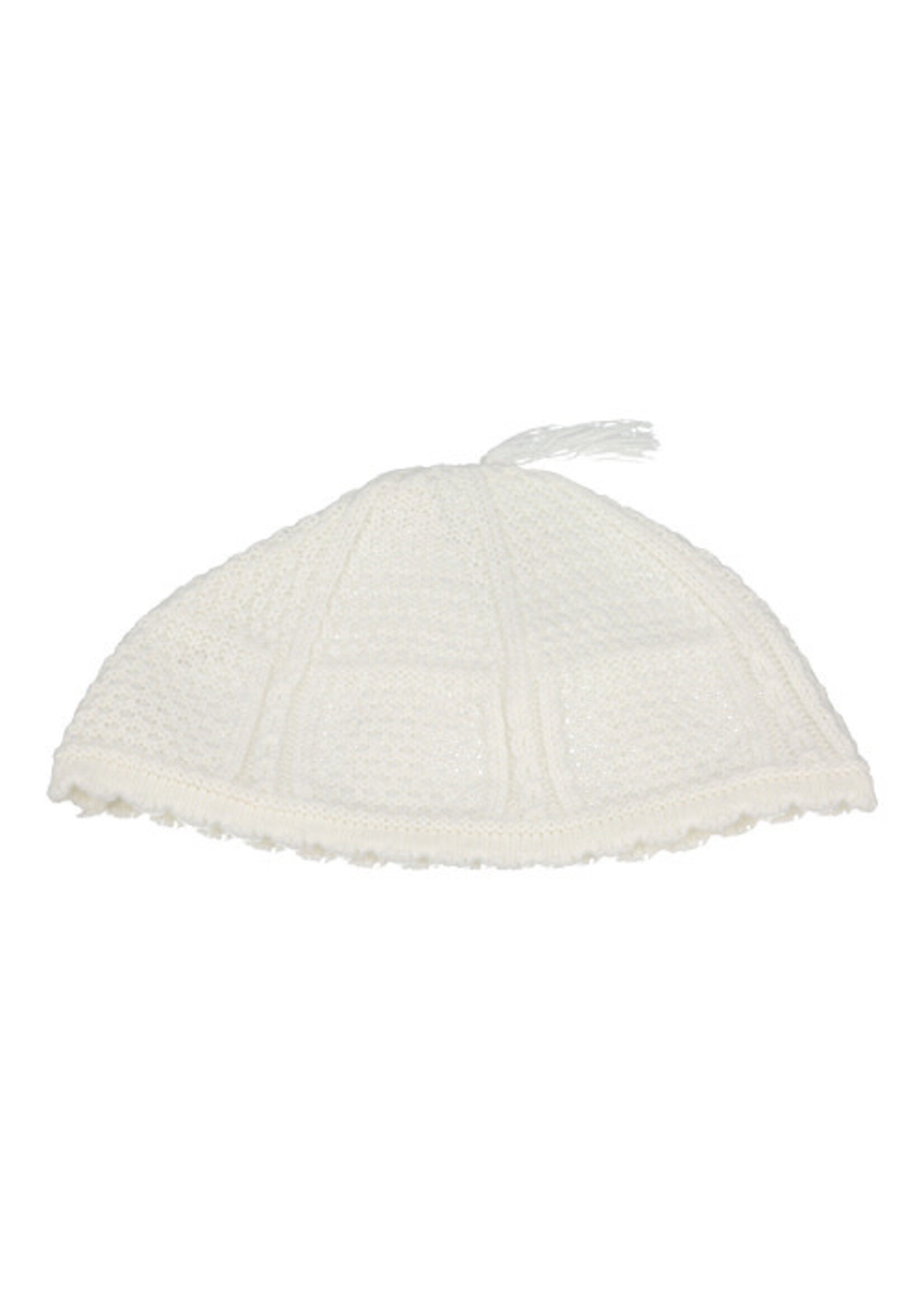 KIPPAH NACHMAN WHITE KNIT STAR 22 CM