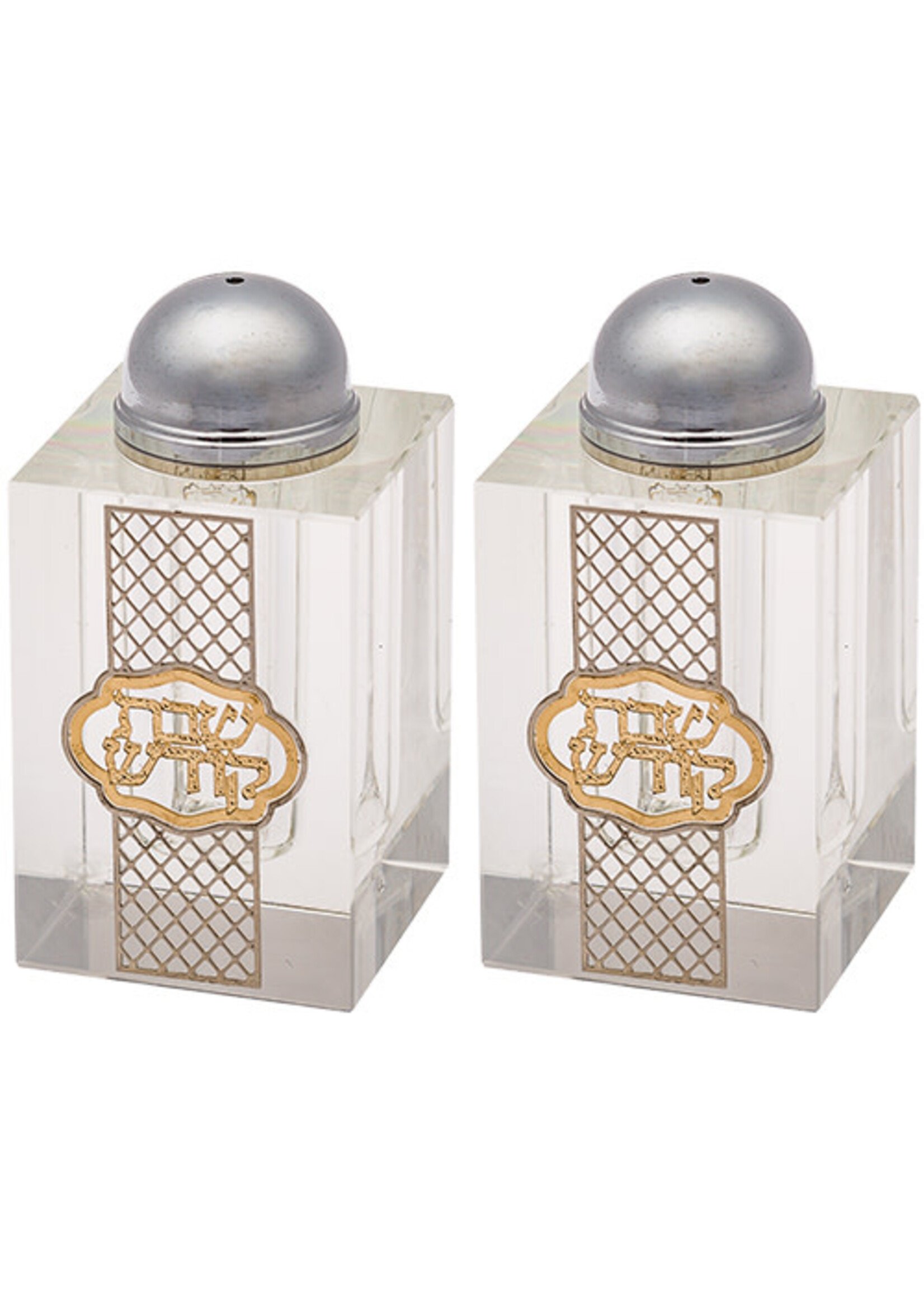 SALT & PEPPER SHAKER CRYSTAL LAZER CUT "SHABBAT KODESH"