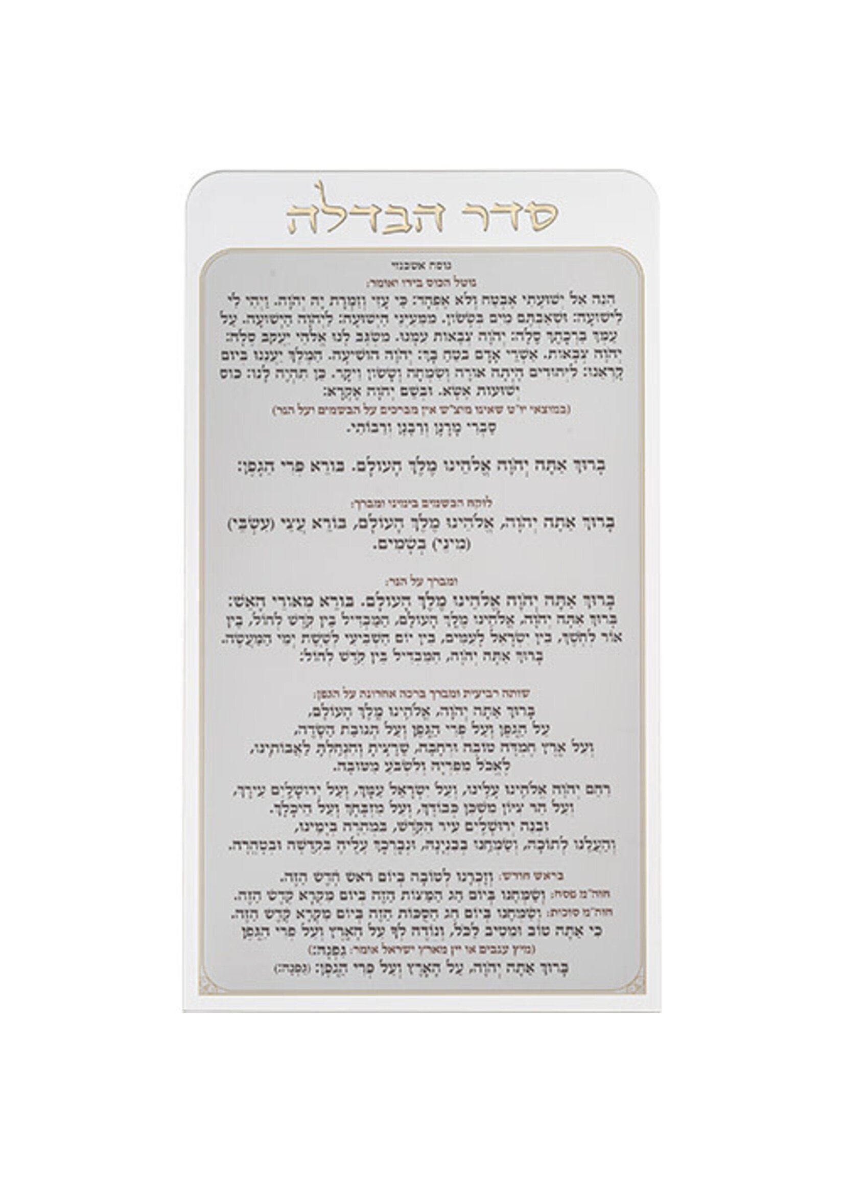 HAVDALAH BLESSING ACRYLIC - ASHKENAZ