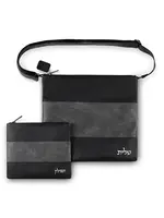 TALLIS & TEFILLIN BAG SET BLACK & GREY FAUX LEATHER WITH SHOULDER STRAP