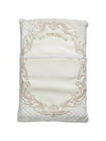 BRIS PILLOW WHITE FAUX LEATHER & CRUSHED VELVET GOLDEN EMBROIDERY