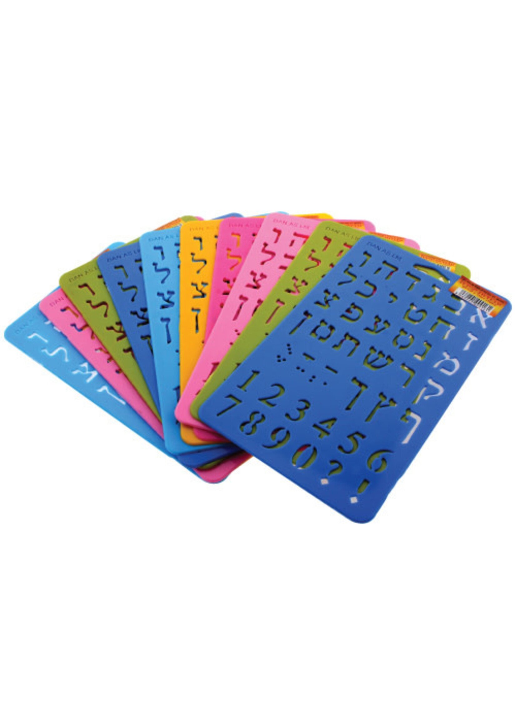 ALEF BET & NYMBERS STENCIL SMALL - ASSORTED COLORS