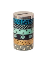 CHARITY BOX PAINTED BLUE  PATTERNS