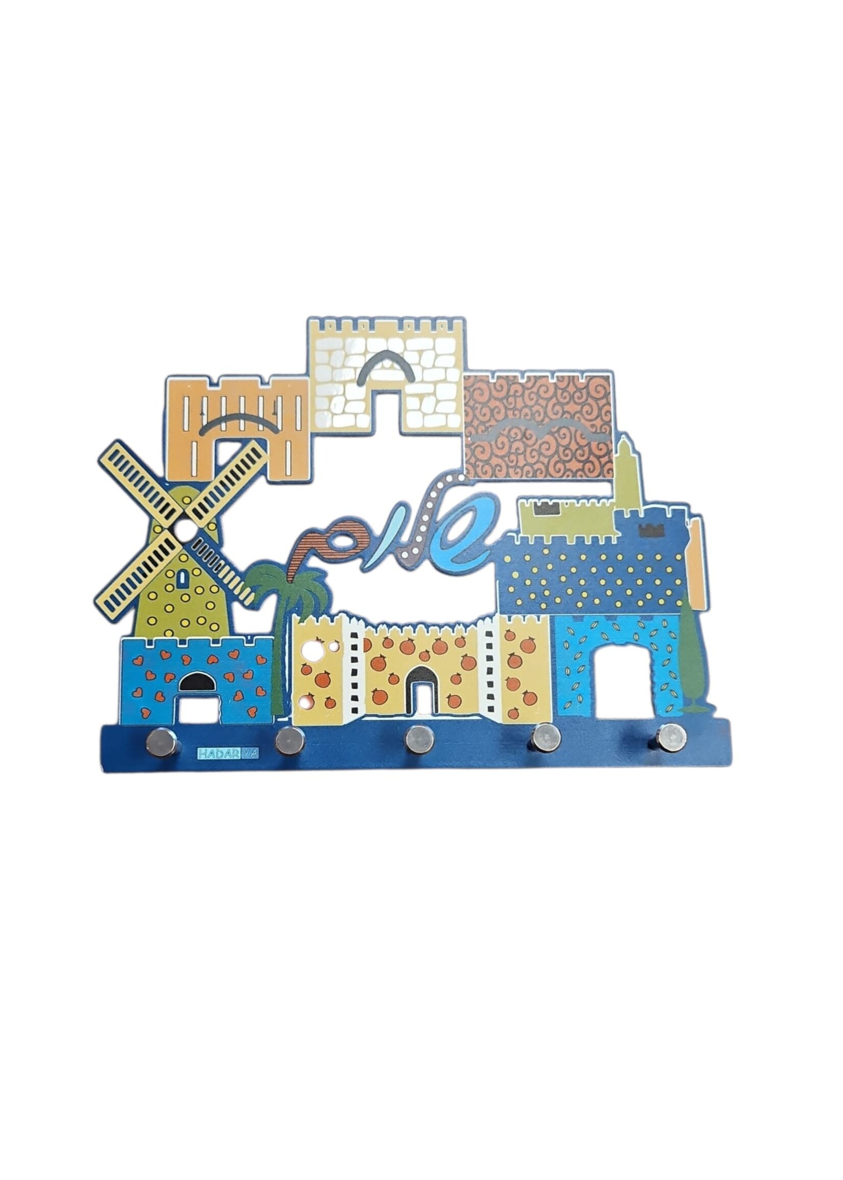 KEY RACK "SHALOM" COLORFUL JERUSALEM CITY