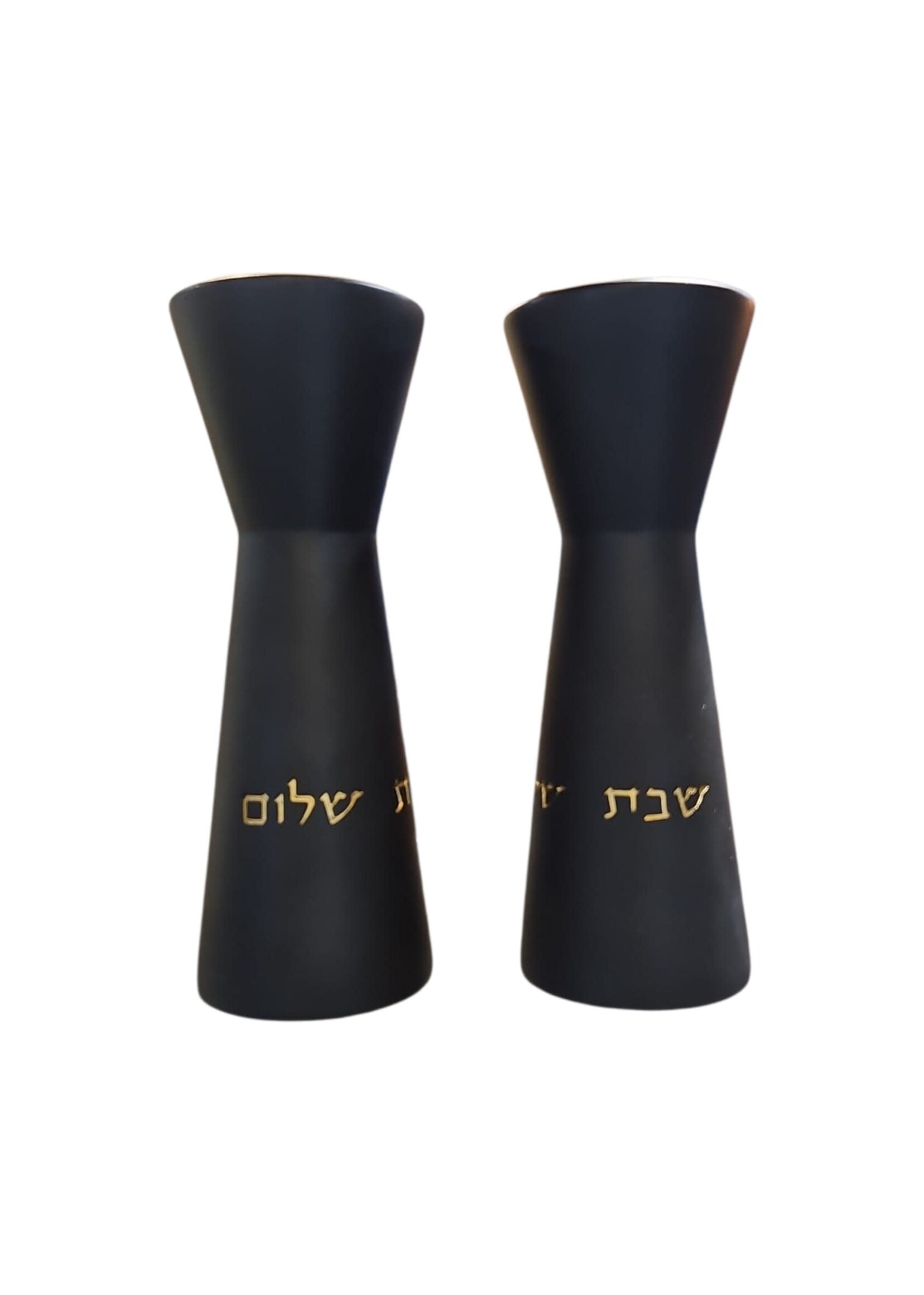 CANDLE HOLDER BLACK CEMENT TAPERED