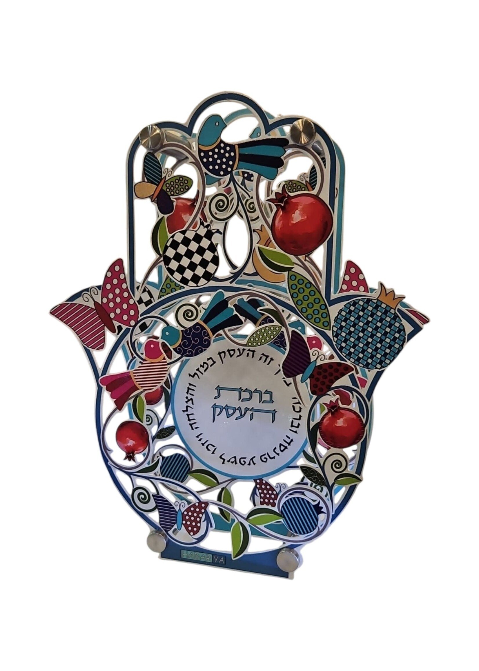BUSINESS BLESSING DUAL HAMSA COLORFUL POMEGRANATES & BUTTERFLIES