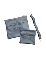 TALLIS & TEFILLIN PREMIUM LEATHER BAG SET 2 TEIR NAVY WITH STRAP