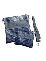 TALLIS & TEFILLIN PREMIUM LEATHER BAG SET BLUE CROCODILE WITH STRAP