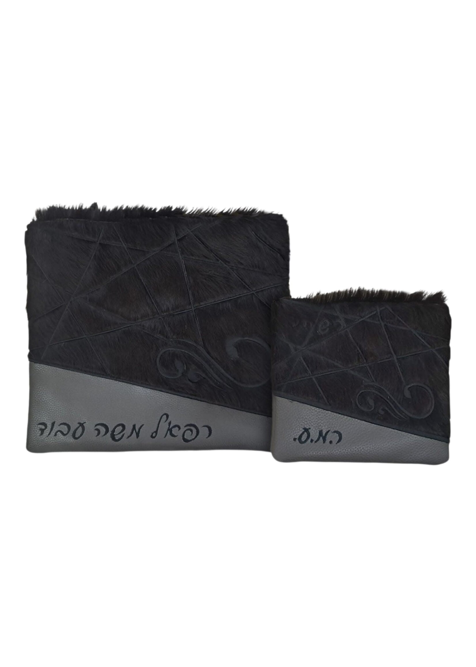 PREMIUM LEATHER & FUR TALLIS & TEFILLIN BAG SET