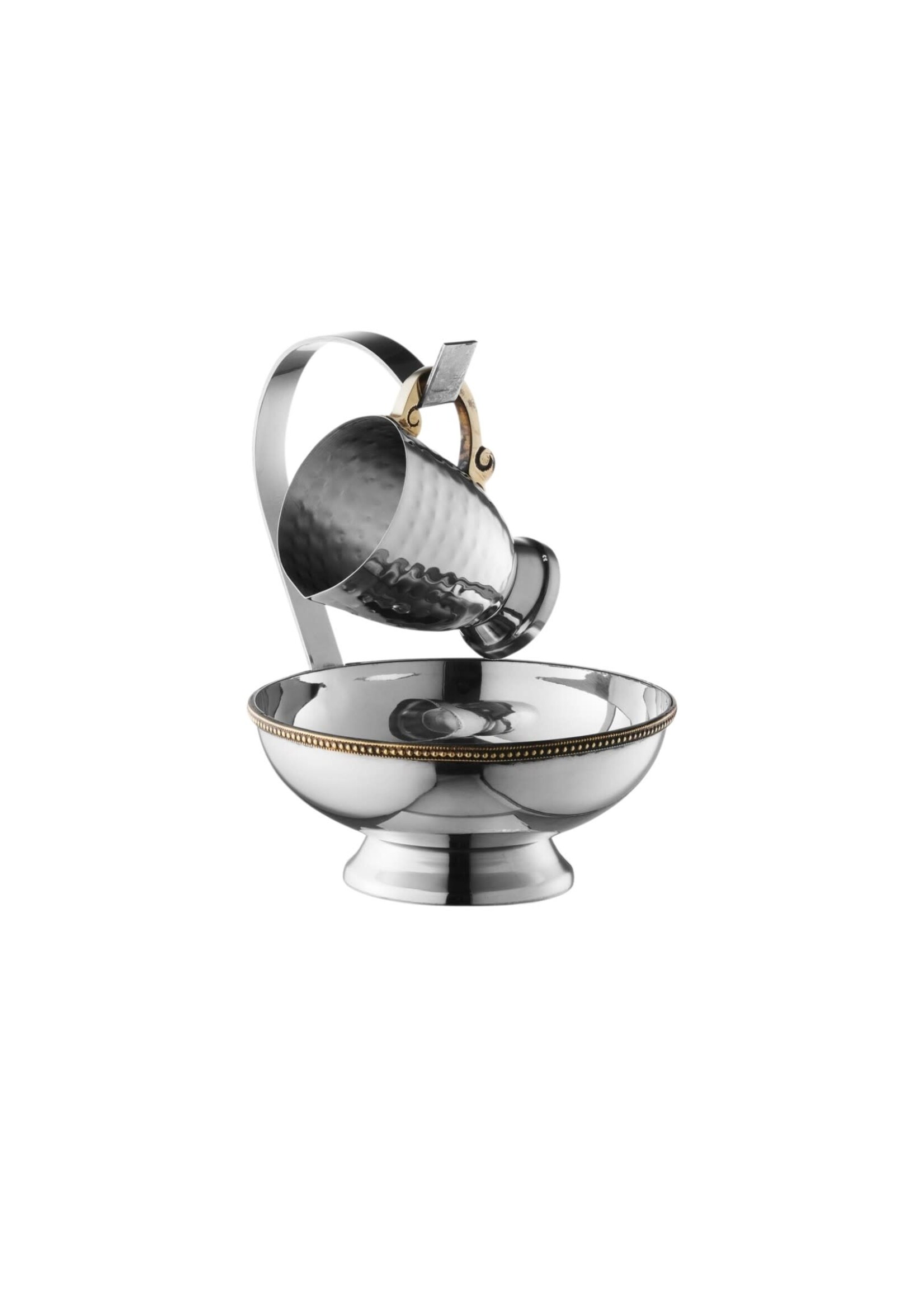 MAYIM ACHRONIM HANGING HAMMERED STEEL & GOLD TRIM