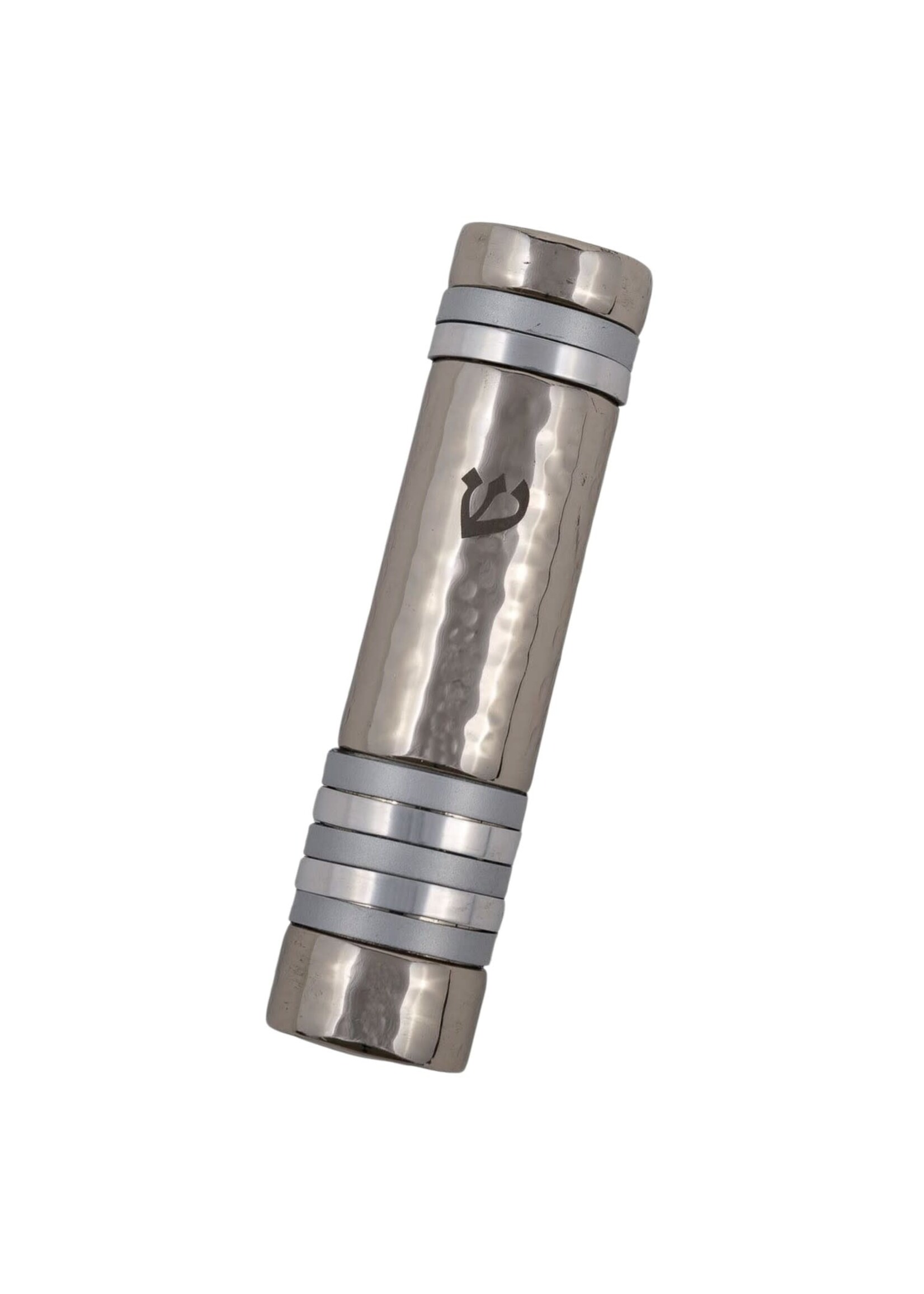 MEZUZAH HAMMERED ALUMINUM SILVER RINGS INLAY