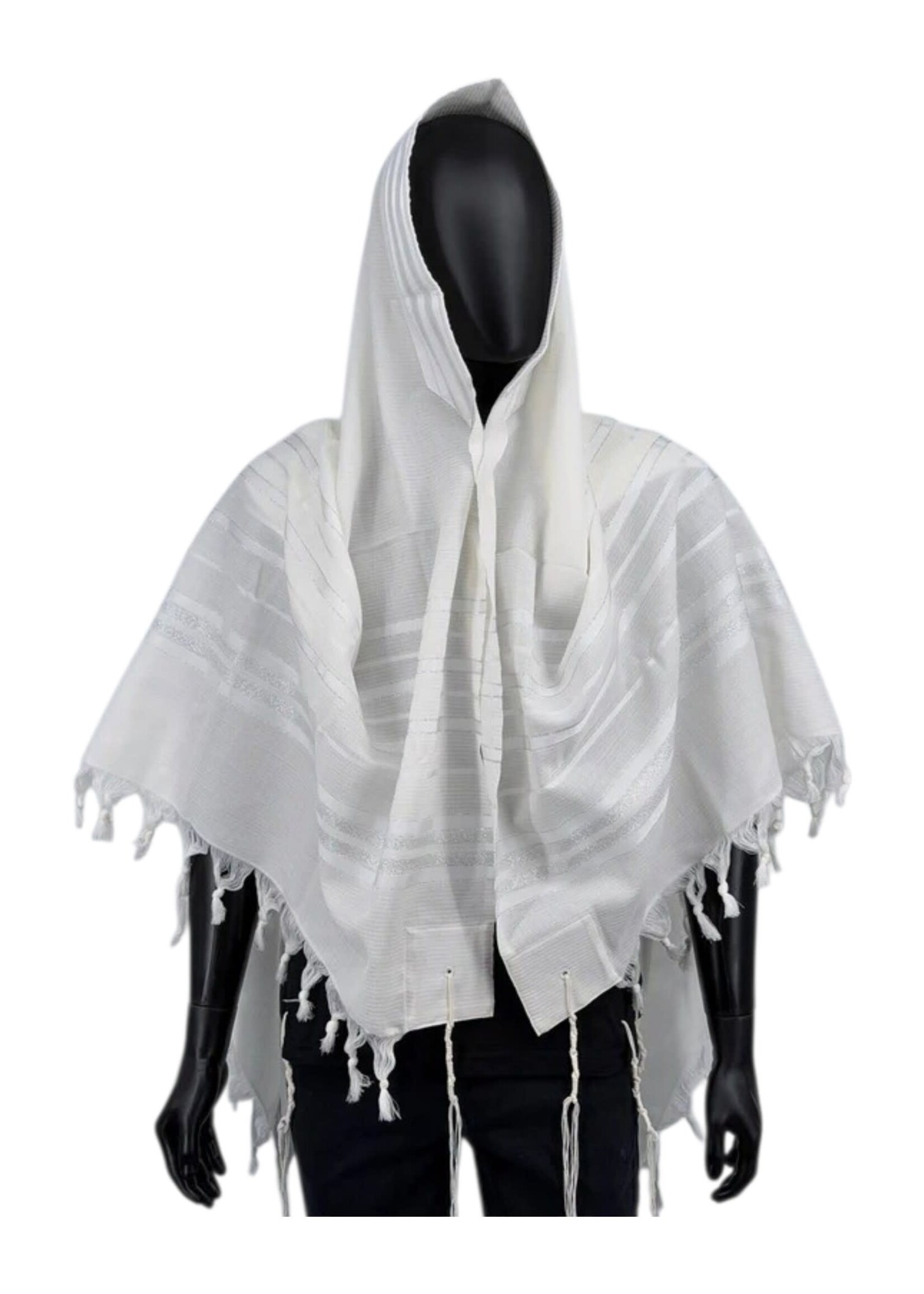 MMJ TALLIS WOOL ASHKENAZ ANTI-SLIP WHITE SILVER 60 THIN STRINGS